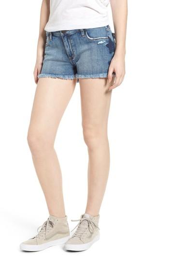 Women's Sts Blue Fray Hem Star Print Denim Shorts - Blue