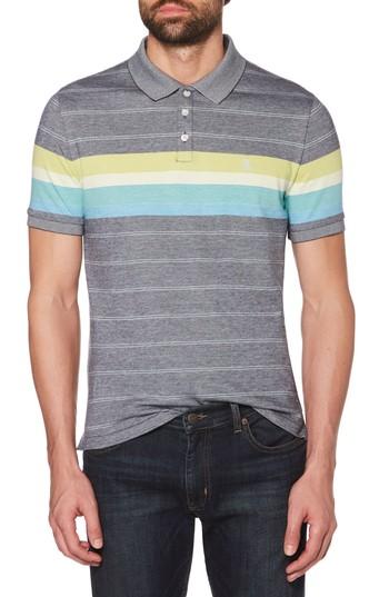 Men's Original Penguin Engineered Stripe Polo - Blue