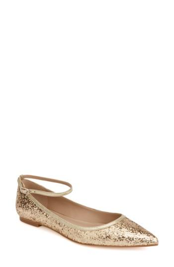 Women's Shoes Of Prey X Megan Hess Fleur-de-lis Collection Sparkle Flat .5 B - Metallic