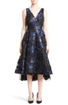Women's Lela Rose High/low Metallic Fil Coupe Dress - Blue
