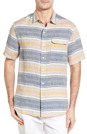 Men's Tommy Bahama Cubana Bay Original Fit Stripe Linen Sport Shirt