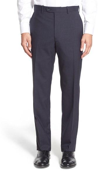 Men's Jb Britches Flat Front Check Wool Trousers