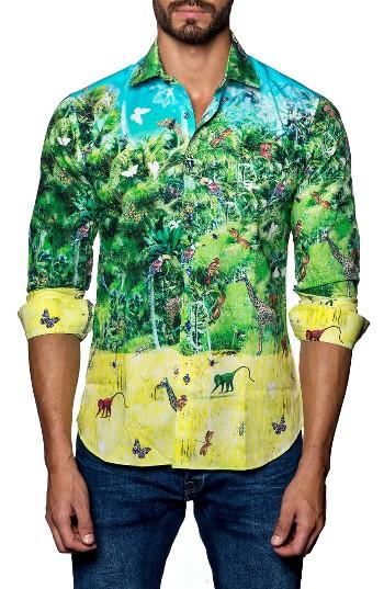 Men's Jared Lang Trim Fit Print Sport Shirt, Size - Green
