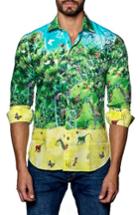 Men's Jared Lang Trim Fit Print Sport Shirt, Size - Green