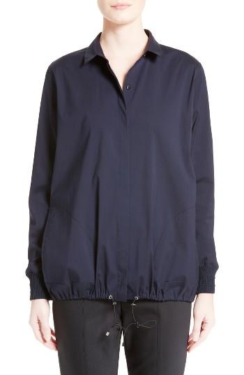 Women's St. John Sport Collection Techno Stretch Cotton Shirt, Size - Blue