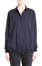 Women's St. John Sport Collection Techno Stretch Cotton Shirt, Size - Blue