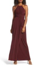 Women's Amsale Jones Ruched Halter Gown - Red