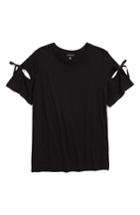 Women's Topshop Ribbon Sleeve Tee Us (fits Like 0) - Black