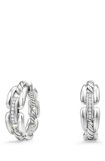 Women's David Yurman Wellesley Link Hoop Earrings With Diamonds, 23mm