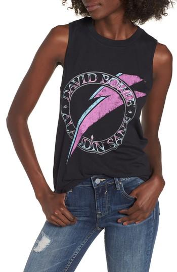 Women's Mimi Chica David Bowie Graphic Muscle Tank - Black