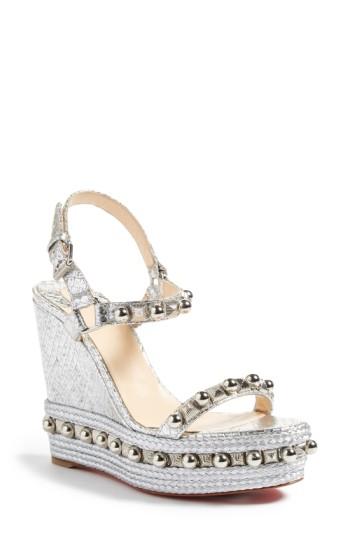 Women's Christian Louboutin Cataconico Wedge Sandal Us / 36eu - Metallic