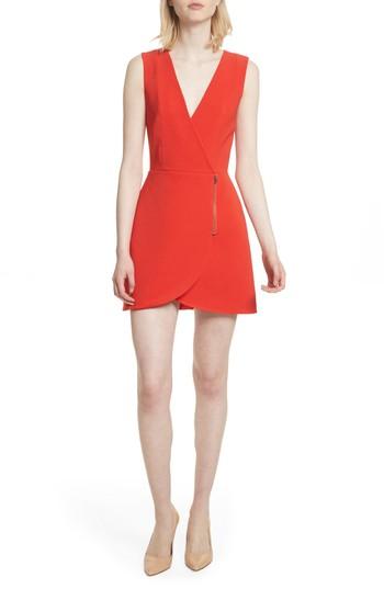 Women's Alice + Olivia Lennon Zip Detail Minidress - Red