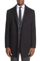Men's John Varvatos Collection Walsh Wool Blend Top Coat R - Black