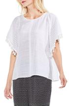 Women's Vince Camuto Tassel Sleeve Grid Blouse, Size - White