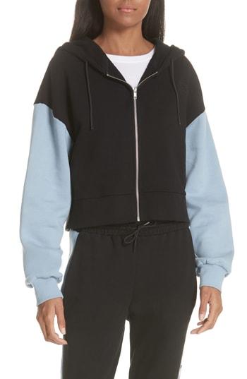 Women's Etre Cecile Colorblock Crop Zip Hoodie - Black