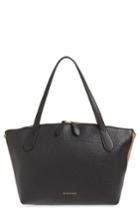 Burberry Welburn Check Leather Tote - Black
