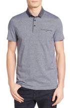 Men's Ted Baker London Cocoa Contrast Collar Stripe Polo (m) - Black