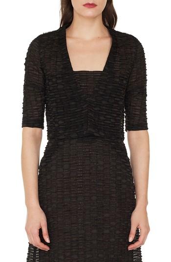 Women's Akris Organza Ribbon Stripe Crop Jacket - Black