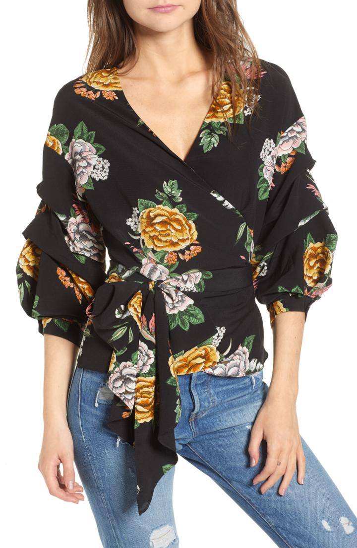 Women's Cinq A Sept Anatolia Ruched Silk Top, Size - Blue