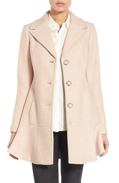 Women's Kensie Notch Lapel Peplum Coat - Beige
