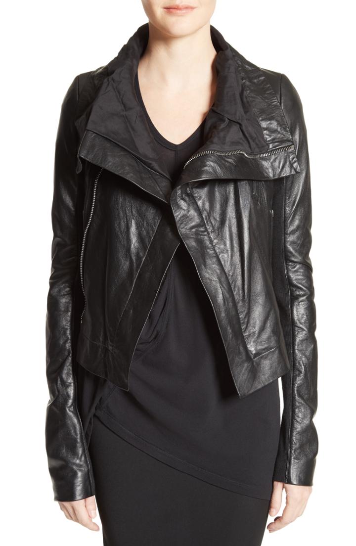 Women's Rick Owens Classic Leather Biker Jacket Us / 44 It - Black