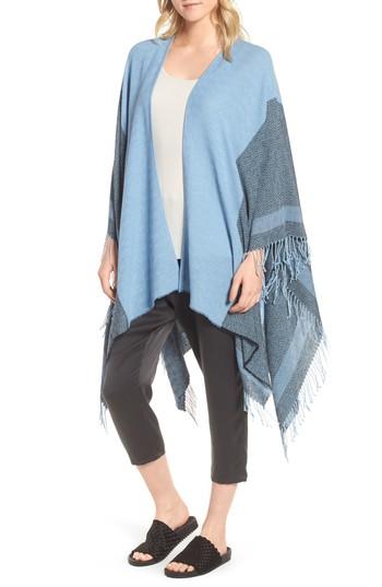 Women's Eileen Fisher Recycled Cotton Poncho Wrap, Size - Blue