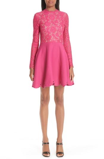 Women's Valentino Lace & Crepe Dress - Pink