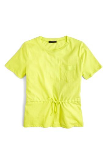 Women's J.crew Tie Waist Pocket Tee, Size - Yellow