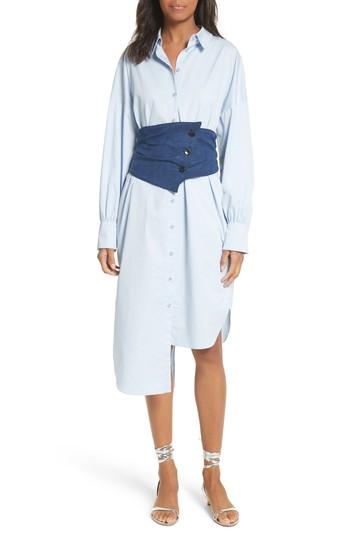 Women's Tibi Corset Shirtdress, Size - Blue