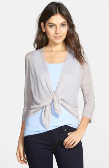 Petite Women's Nic+zoe 4-way Convertible Three Quarter Sleeve Cardigan P - Grey