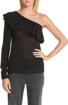 Women's Rebecca Taylor One-shoulder Ruffle Sweater - Black