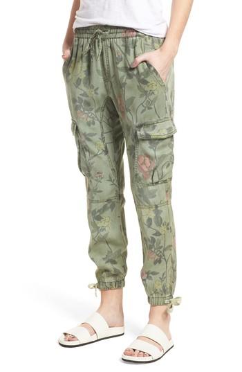 Women's Pam & Gela Floral Cargo Pants, Size - Green