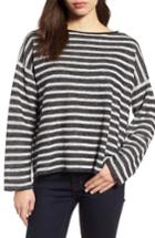 Women's Eileen Fisher Stripe Organic Linen & Cotton Sweater, Size - White