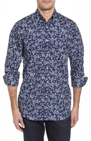 Men's Paul & Shark Fit Flower Print Sport Shirt