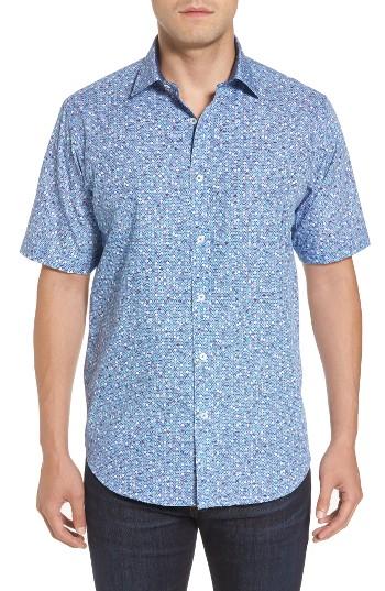 Men's Bugatchi Classic Fit Flower Print Sport Shirt - Purple