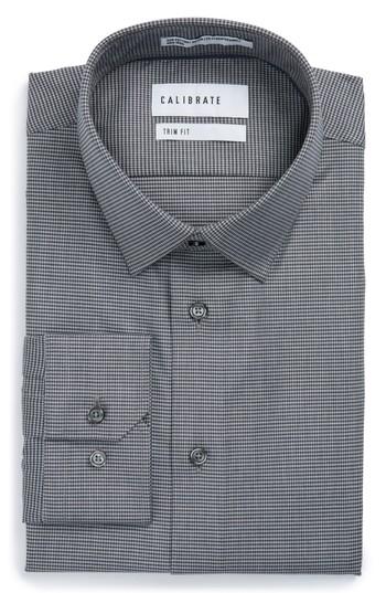 Men's Calibrate Trim Fit No-iron Micro Houndstooth Stretch Dress Shirt