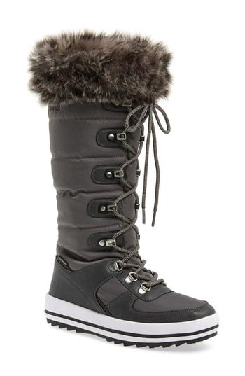 Women's Cougar Vesta Faux Fur Collar Knee High Snow Boot M - Grey