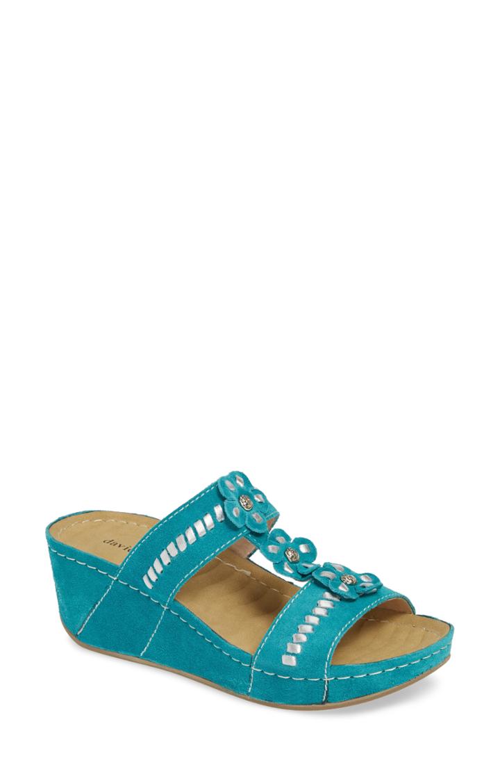 Women's David Tate Myrna Wedge Sandal M - Blue