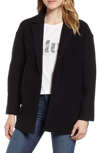 Women's J.crew Camille Short Boiled Wool Wrap Coat, Size - Black