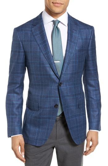 Men's Pal Zileri Plaid Wool Blend Sport Coat S Eu - Blue