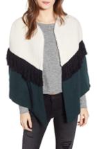 Women's Bp. Colorblock Fringe Stripe Cape, Size - Ivory