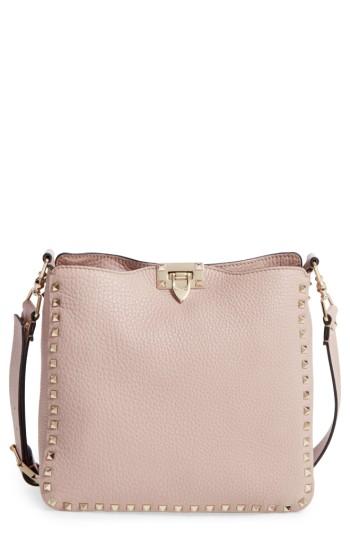 Valentino Garavani Vitello Rockstud Leather Hobo - Coral