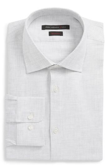 Men's John Varvatos Star Usa Regular Fit Stretch Check Dress Shirt .5l - Grey