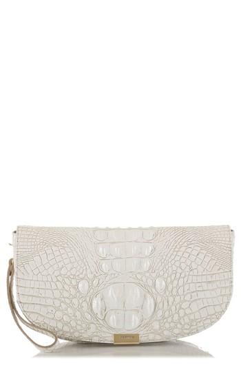 Brahmin Sandrine Croc Embossed Leather Clutch - White