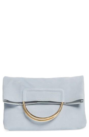 Sole Society Suede Foldover Clutch - Blue