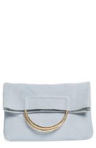 Sole Society Suede Foldover Clutch - Blue