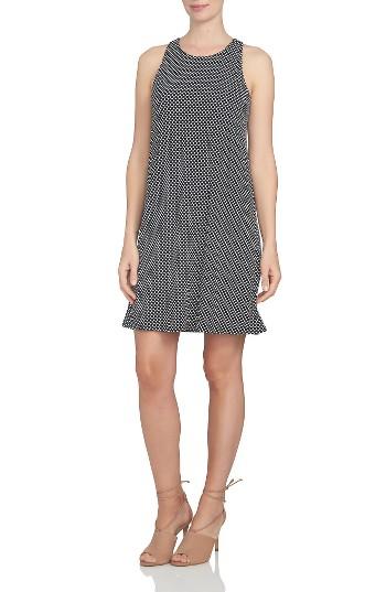 Women's Cece Polka Dot Twist Back Knit Shift Dress - Black