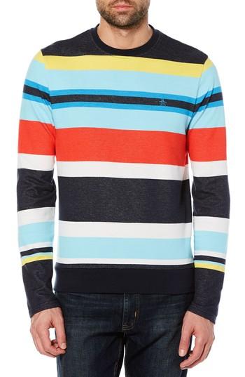 Men's Original Penguin Engineered Stripe T-shirt - Blue