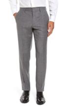 Men's Boss Giro Flat Front Solid Wool Trousers R - Grey
