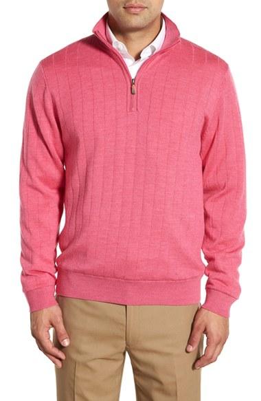 Men's Bobby Jones Windproof Merino Wool Quarter Zip Sweater, Size - Purple